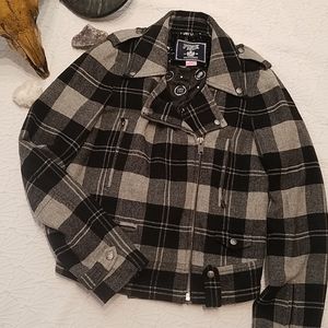 PINK Victoria Secret Flannel Moto Biker Jacket M